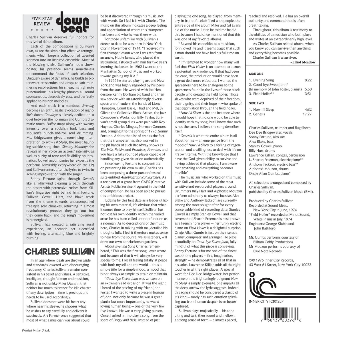 Charles Sullivan - Genesis (Black Vinyl) (LP)