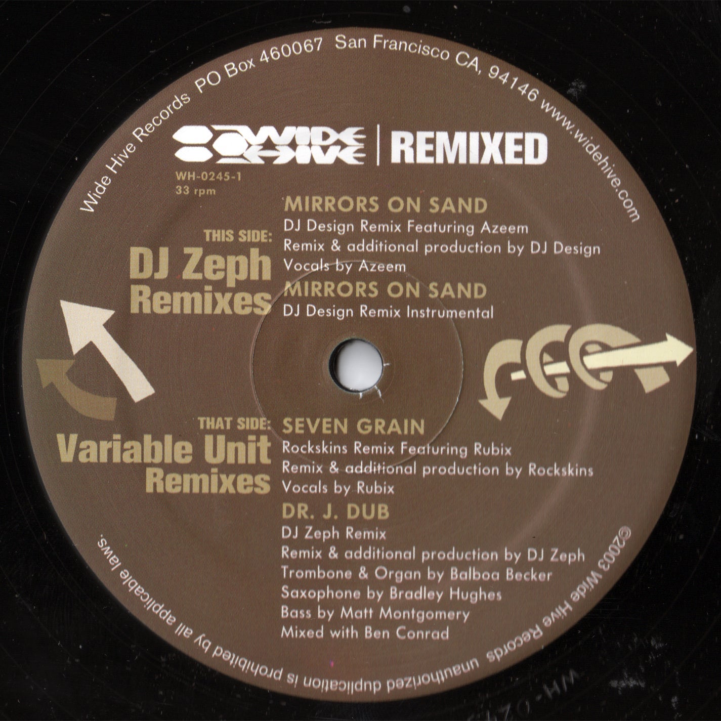 Dj Zeph/Variable Unit - Remixes (12 INCH SINGLE)