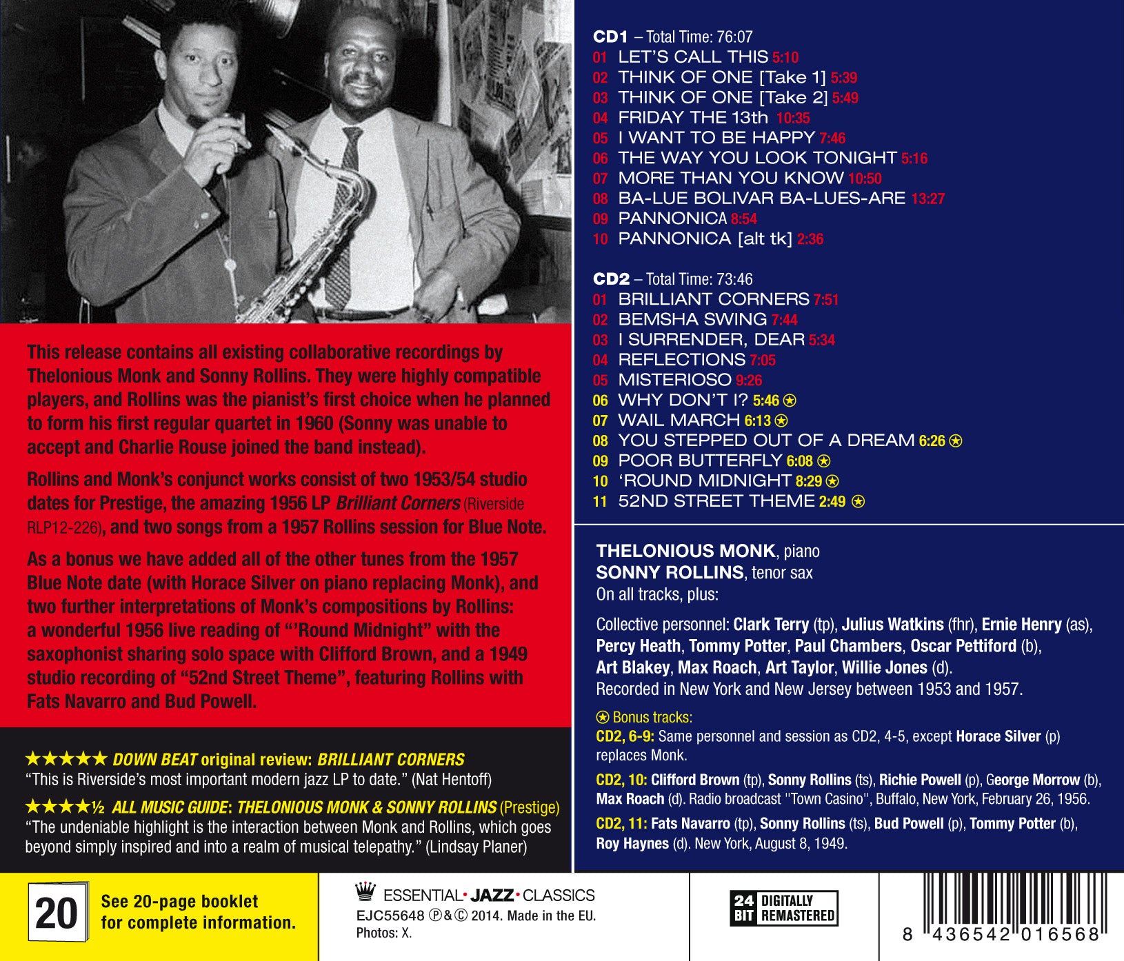 Monk, Thelonious & Rollins, Sonny - Complete Recordings + 6 Bonus Tracks (CD)