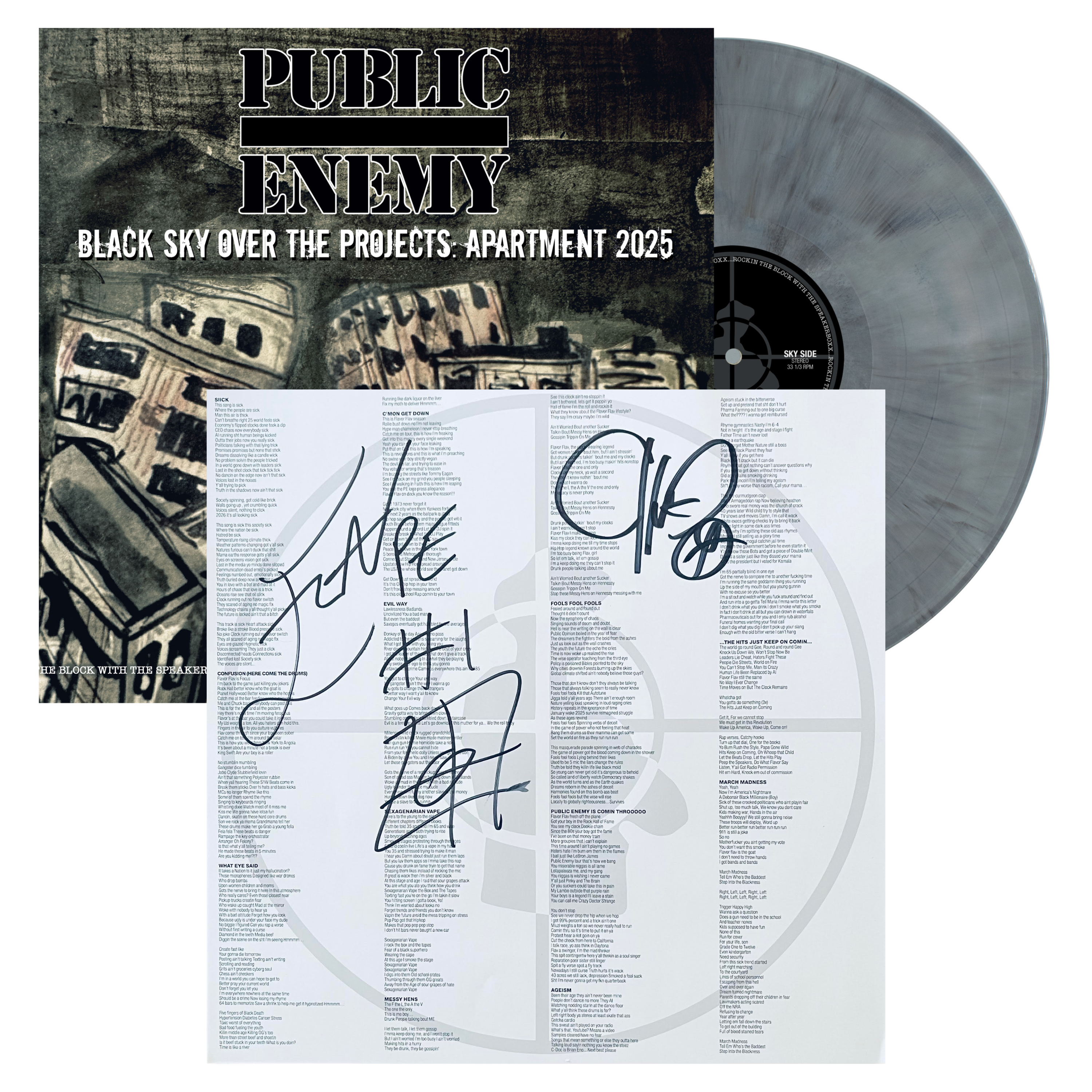 Public Enemy – Black Sky Over the Projects: Apartment 2025 (Exclusive SIGNED Limited Edition "Wind" Variant) [LP] PREORDER