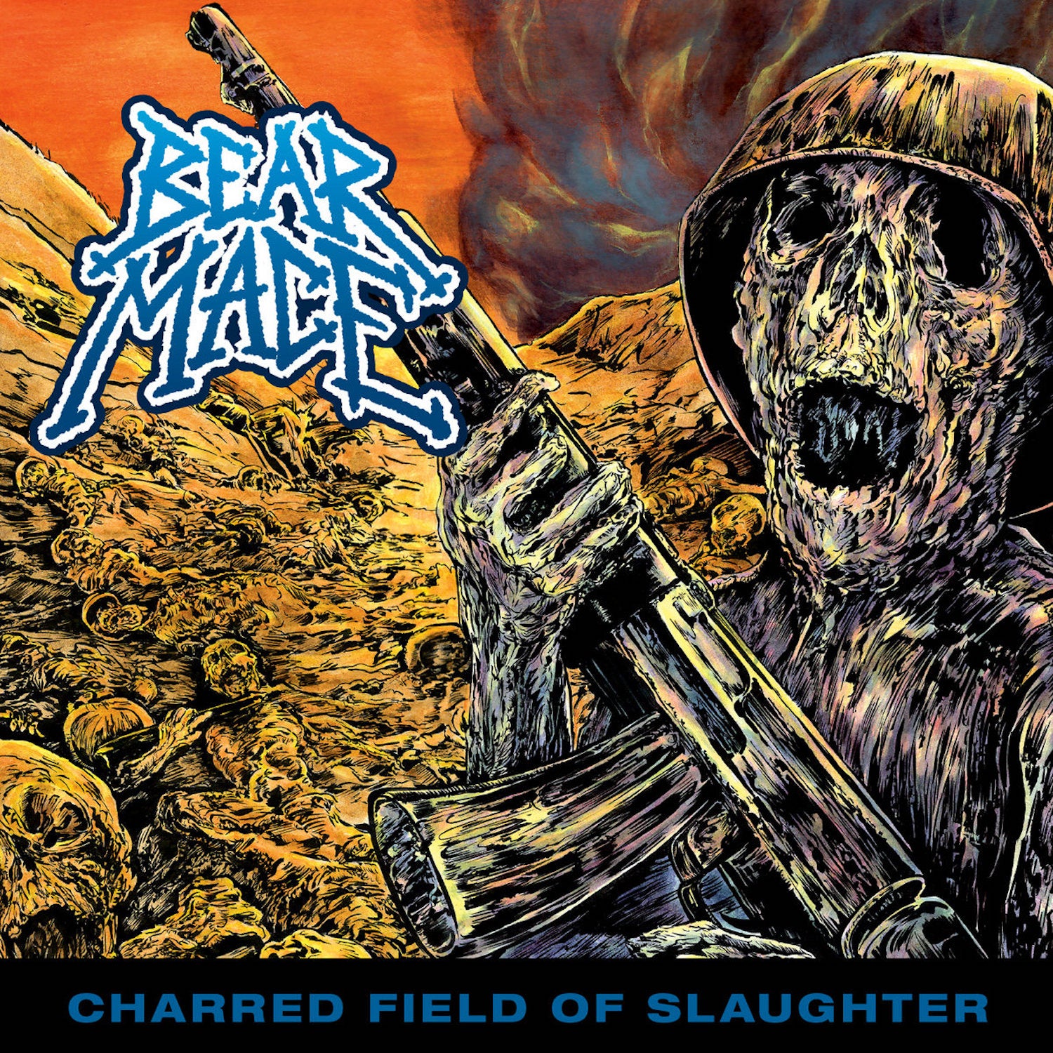 Bear Mace - Charred Field of Slaughter (Clear Vinyl W/ Orange and Blue Splatter) (LP)