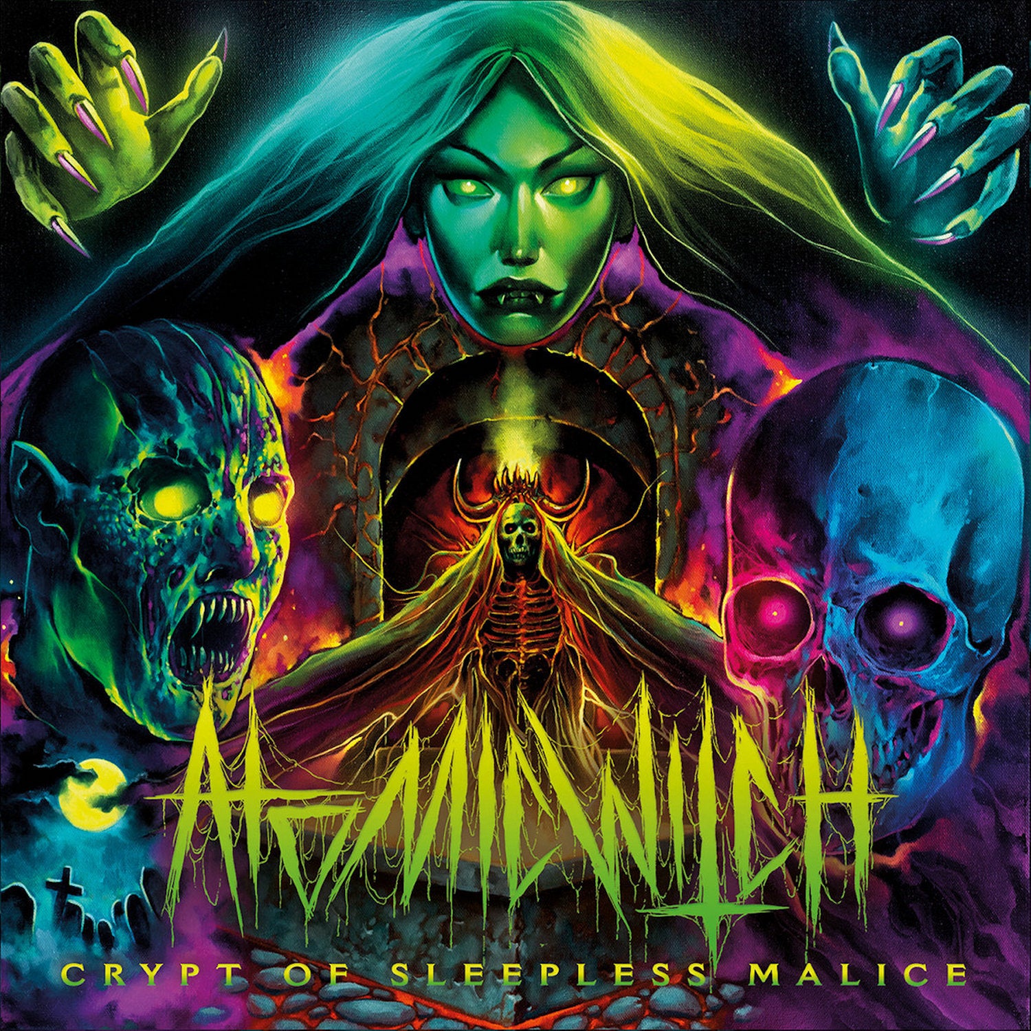 Atomic Witch - Crypt of Sleepless Malice (Neon Green + Neon Violet Color Merge Vinyl) (LP)