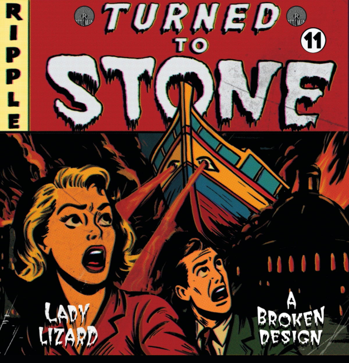 Lady Lizard & A Broken Design - Turned To Stone Chapter 11: Lady Lizard & A Broken Design (Milky Clear w. Red/Black) (LP)